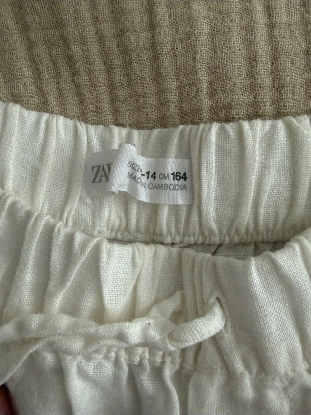 Zara Cream Drawstring Linen-Blend Shorts